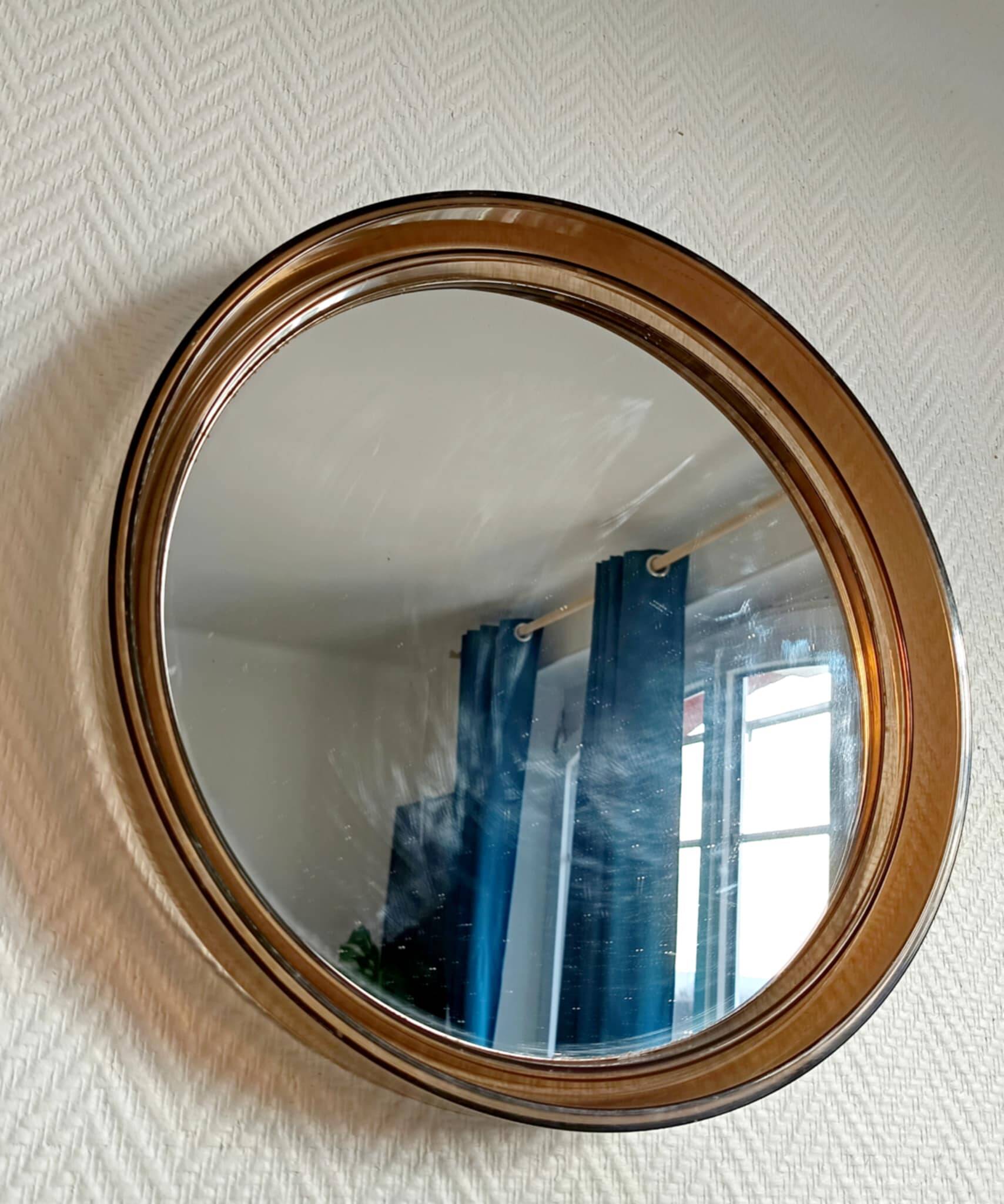 Round 40cm plexiglass mirror Gilac 1970