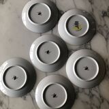 6 Barberousse porcelain plates creation by A.Deshoulieres France