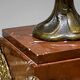 Large Napoleon III fireplace garniture in red marble and patinated regulus signed Guillemin – clock & candelabras 19th century