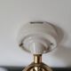 Porcelain wall lamp and Holophane style glass