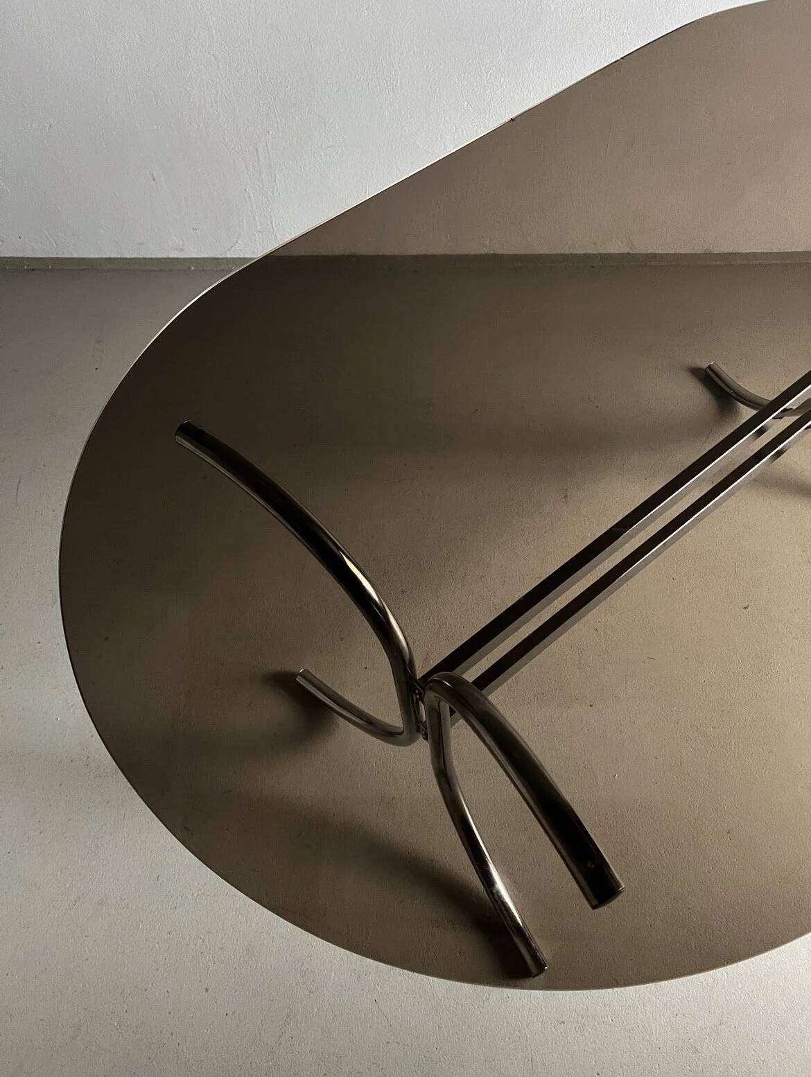 Chrome smoked glass dining table | Italy | 1970s