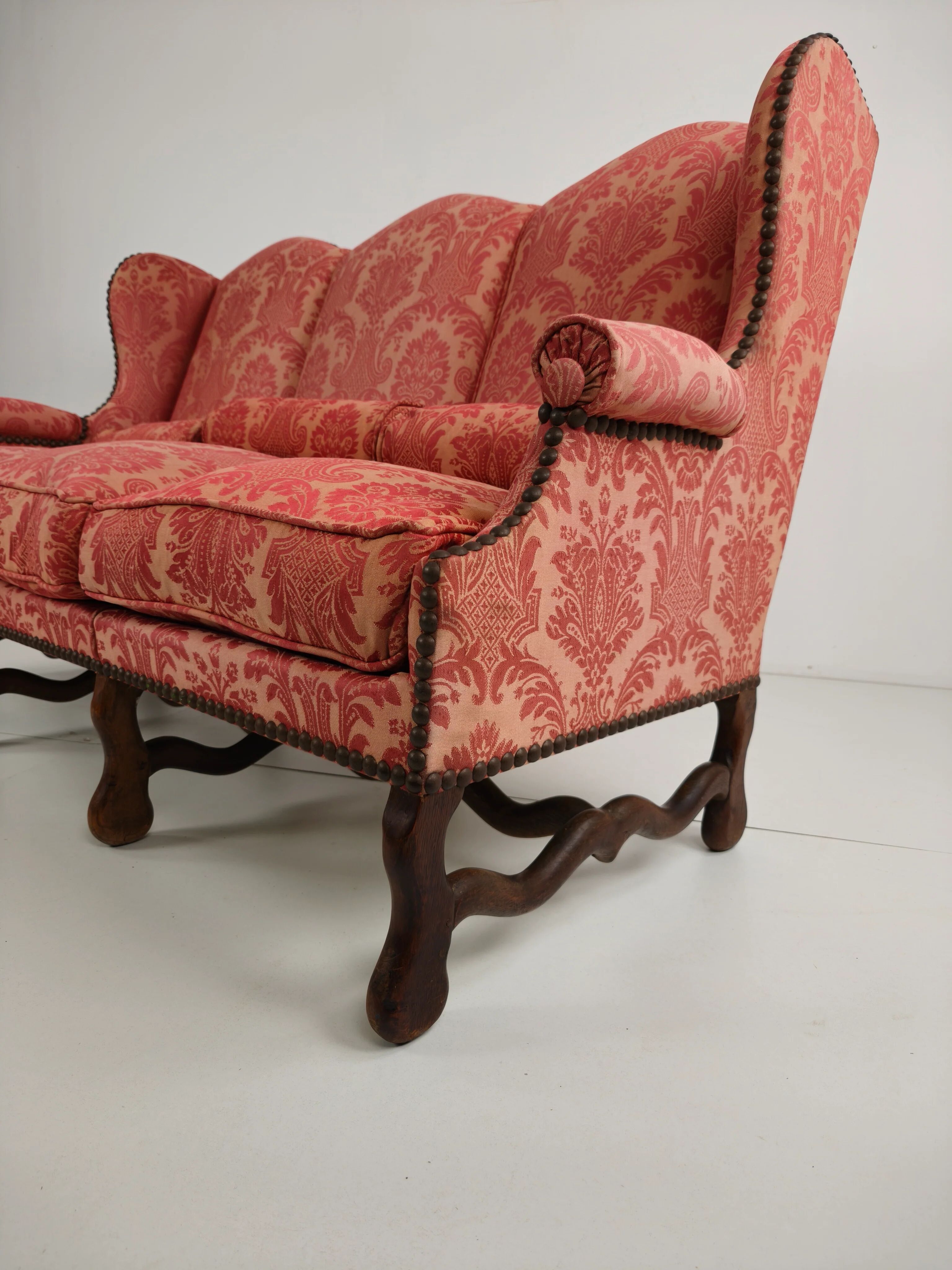 Canapé Os de Mouton en tapisserie – style maison de campagne française ancienne, XVIIIe