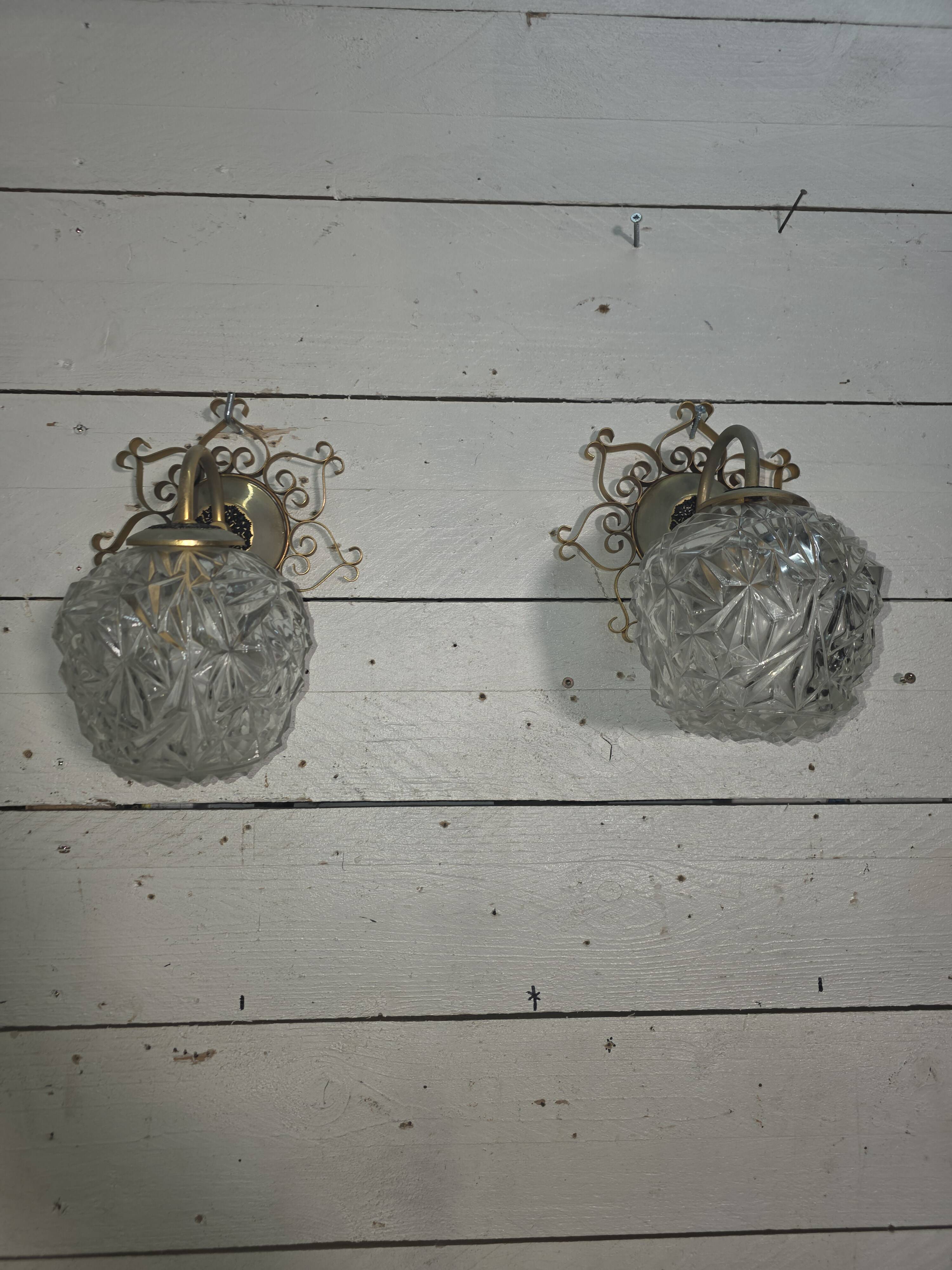Paire d'appliques vintage en fer forgé doré des années 60/70