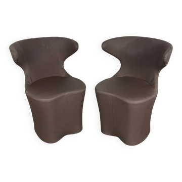 Pair of faux leather armchairs from the 1980s