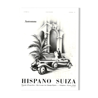 Affiche vintage années 30 Hispano Suiza Auto