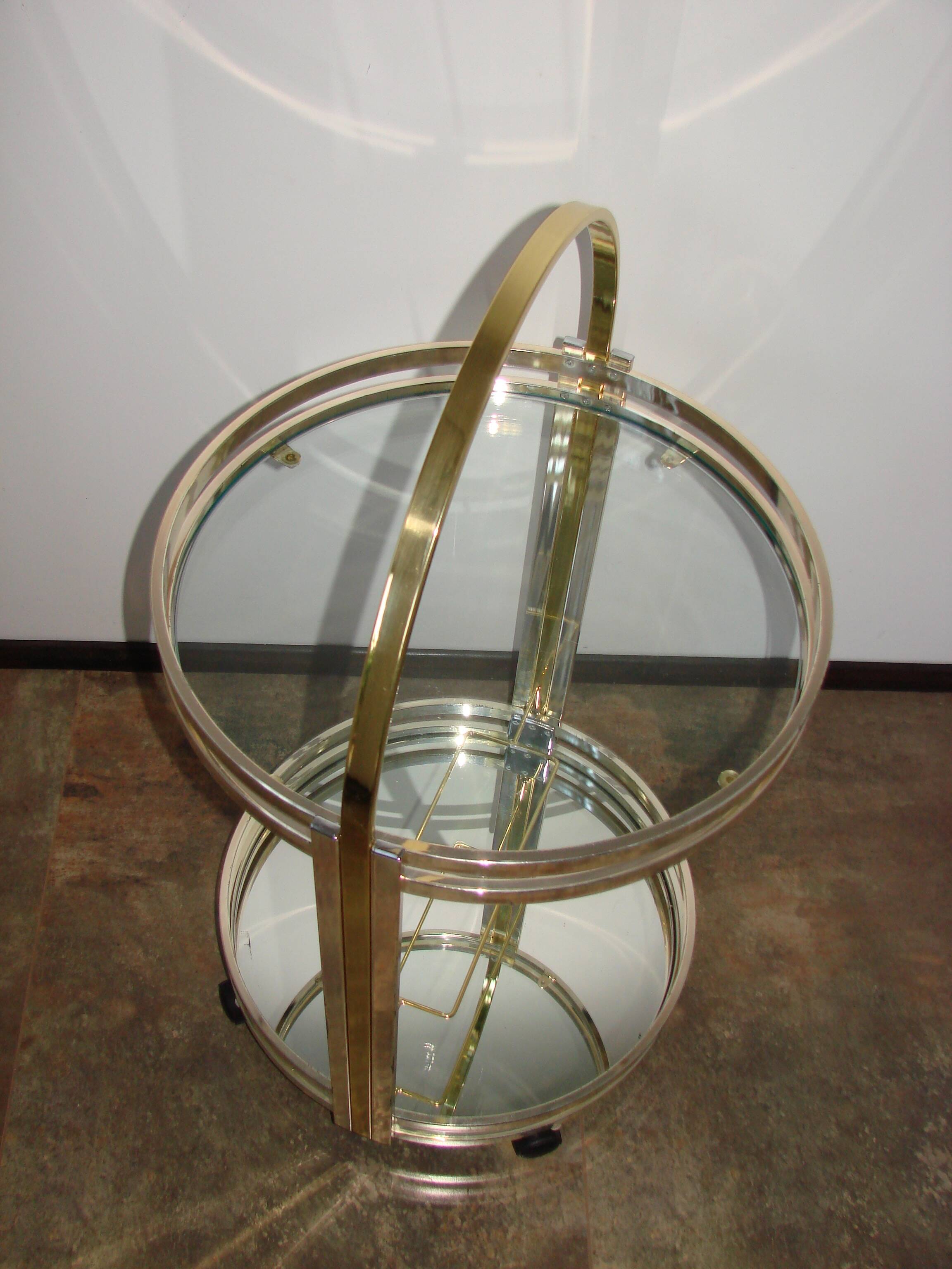 Art Deco mobile drinks trolley on wheels, 1970s