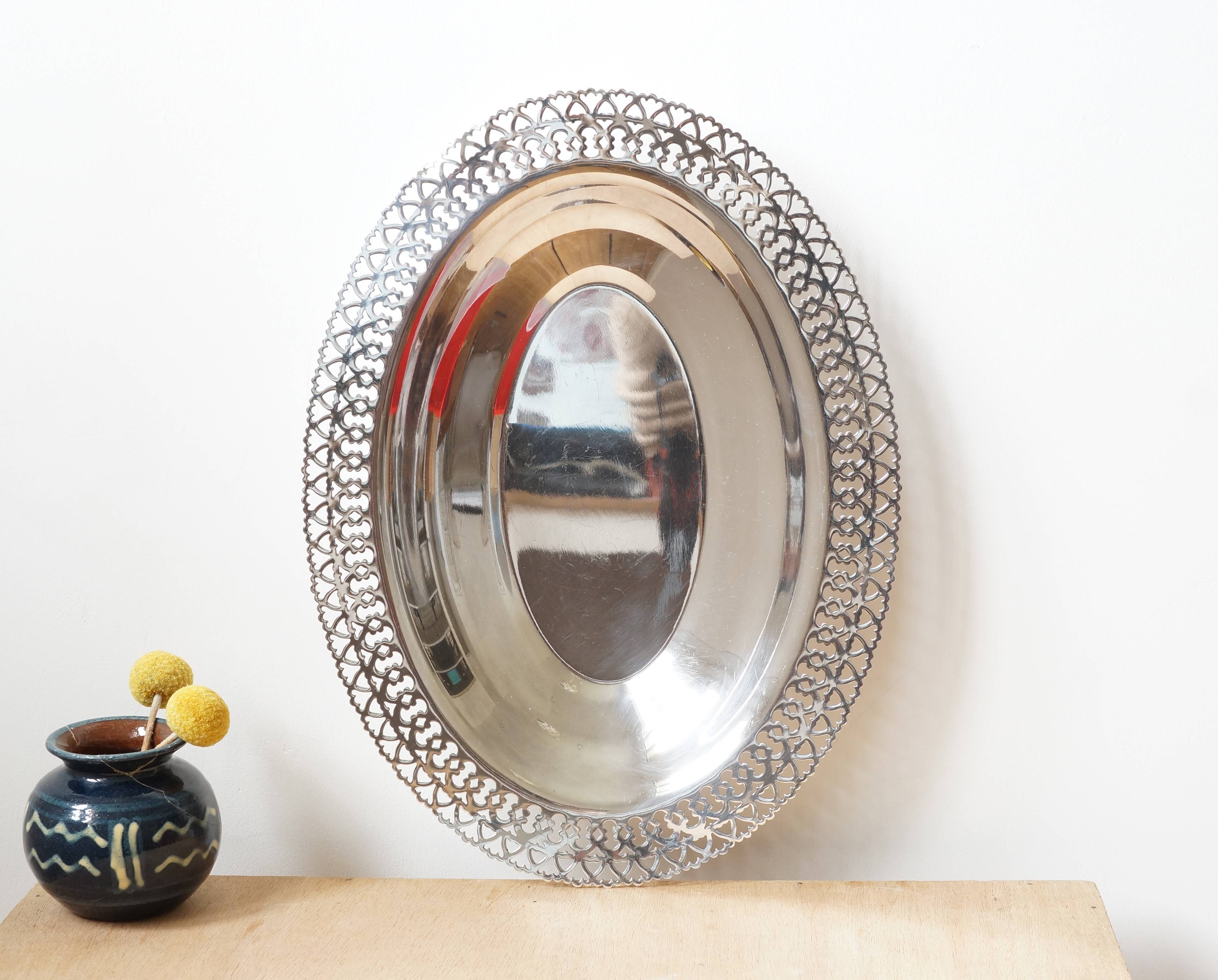 Silver-plated metal breadbasket 30s 40s