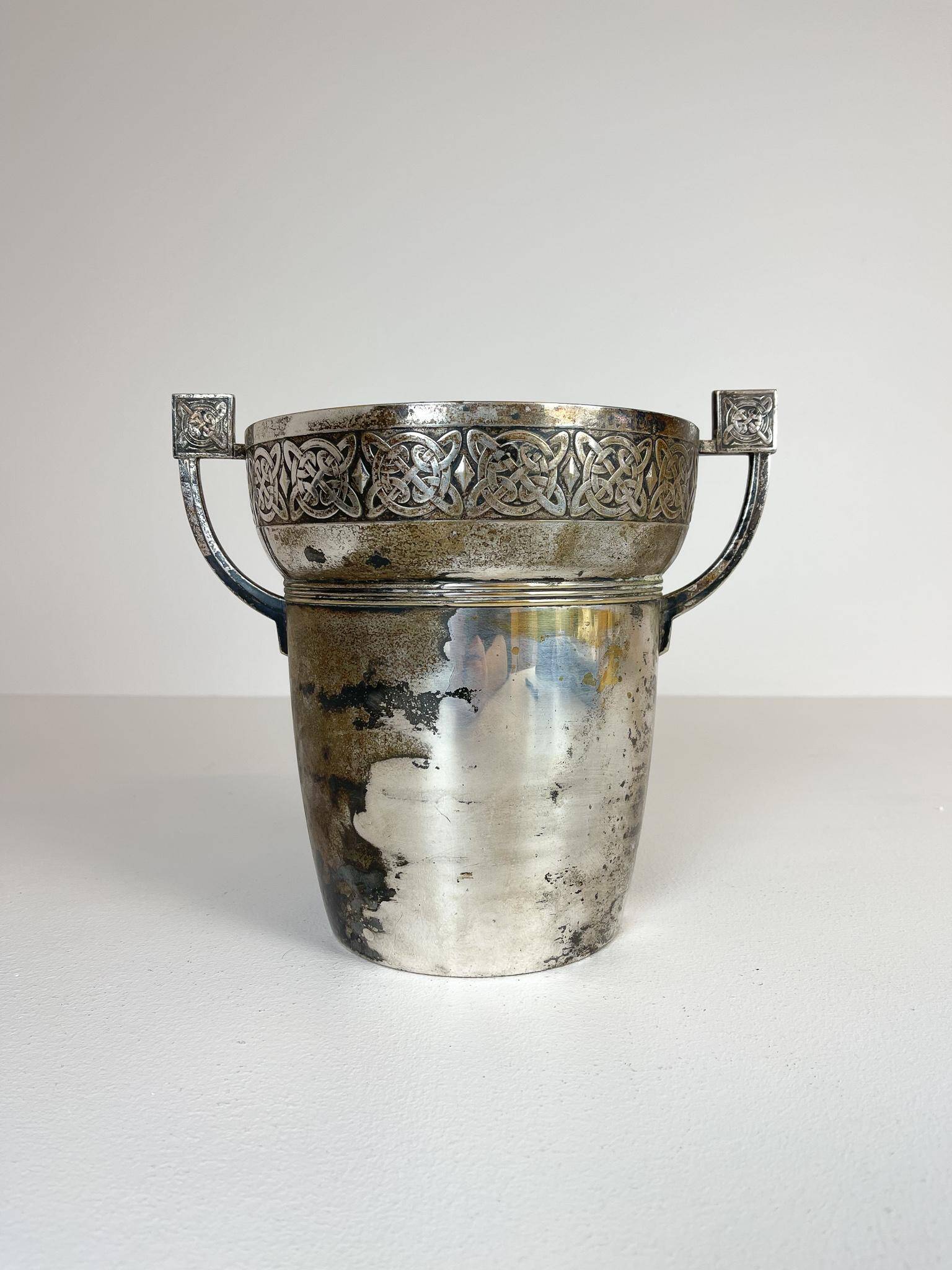 Art Deco champagne cooler with relief pattern, Sweden, 1930s