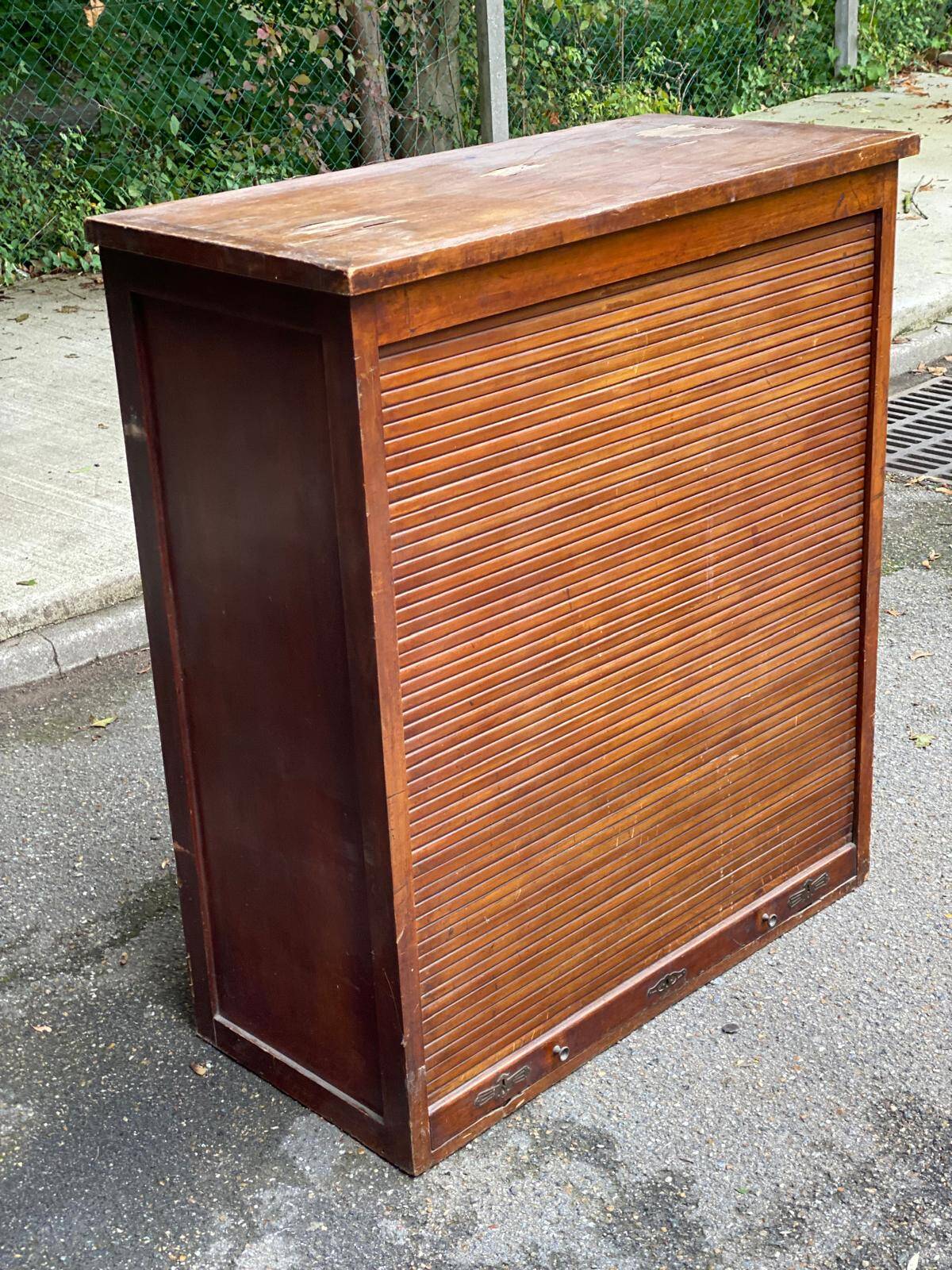 19th century oak notary's folder with curtain
