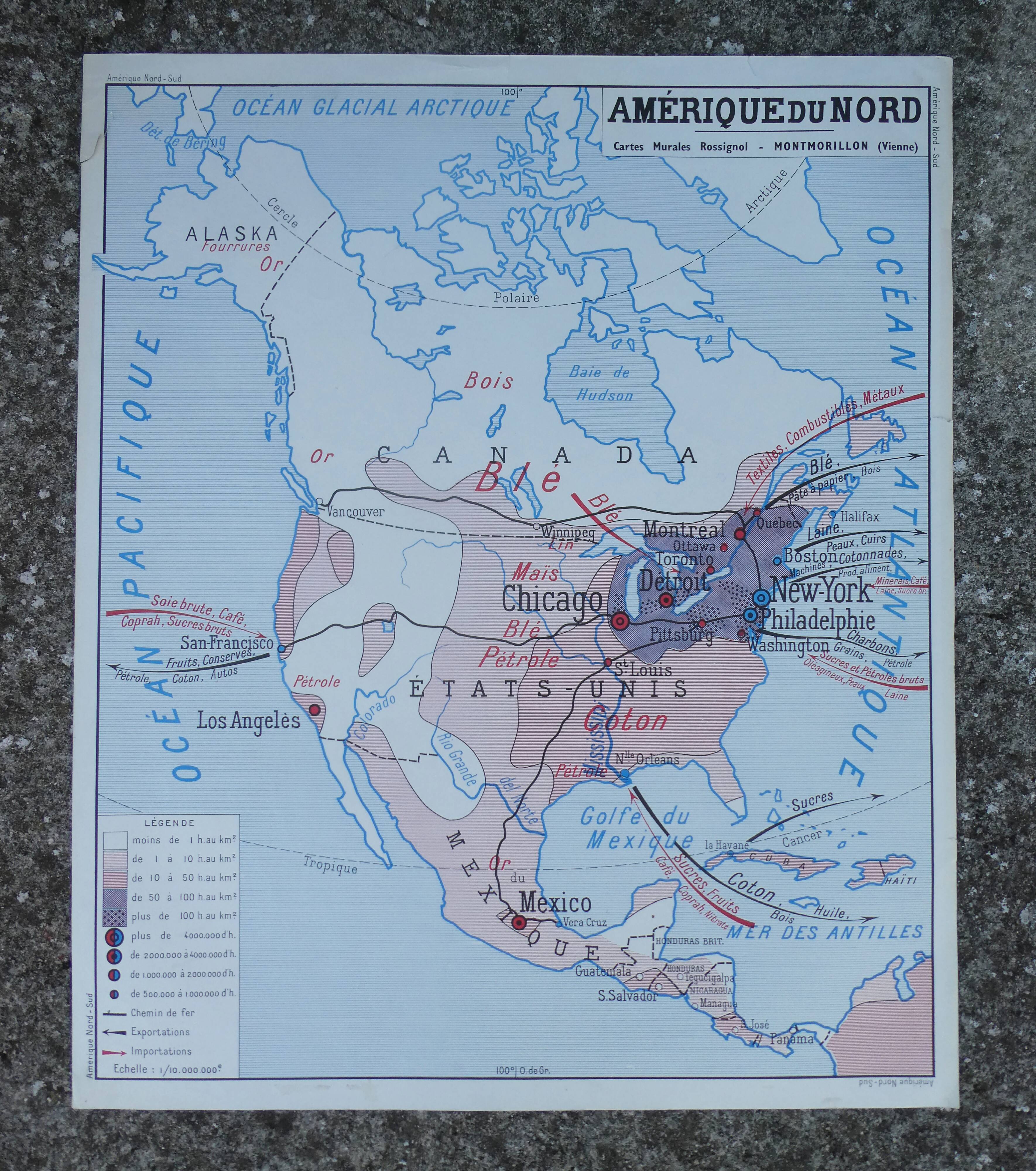Rossignol School Map Poster: North America United States / South America.