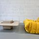 Rare Table basse en travertin vintage