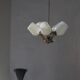 Five-branch brass and glass chandelier by Paavo Tynell for Idman OY Finland, 1940s.