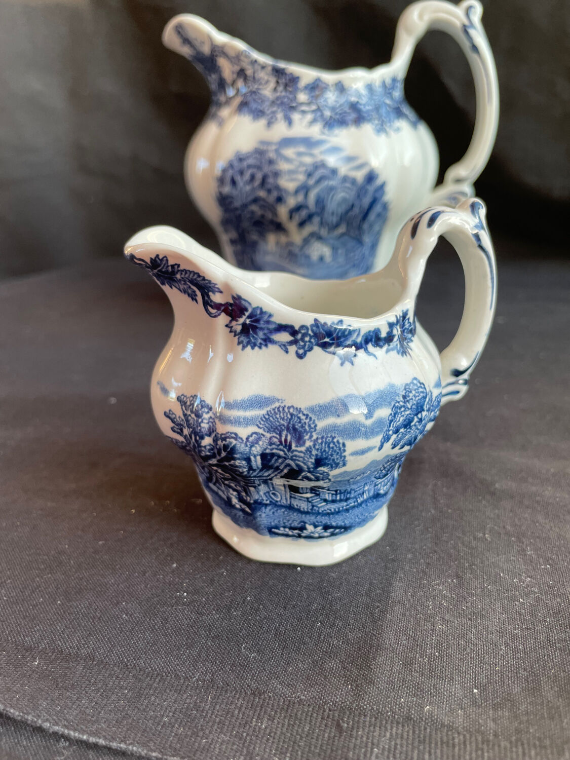 Set of 2 English porcelain pitchers