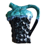 Vintage Vallauris jug in ceramic barbotine with grape decoration – 1950s