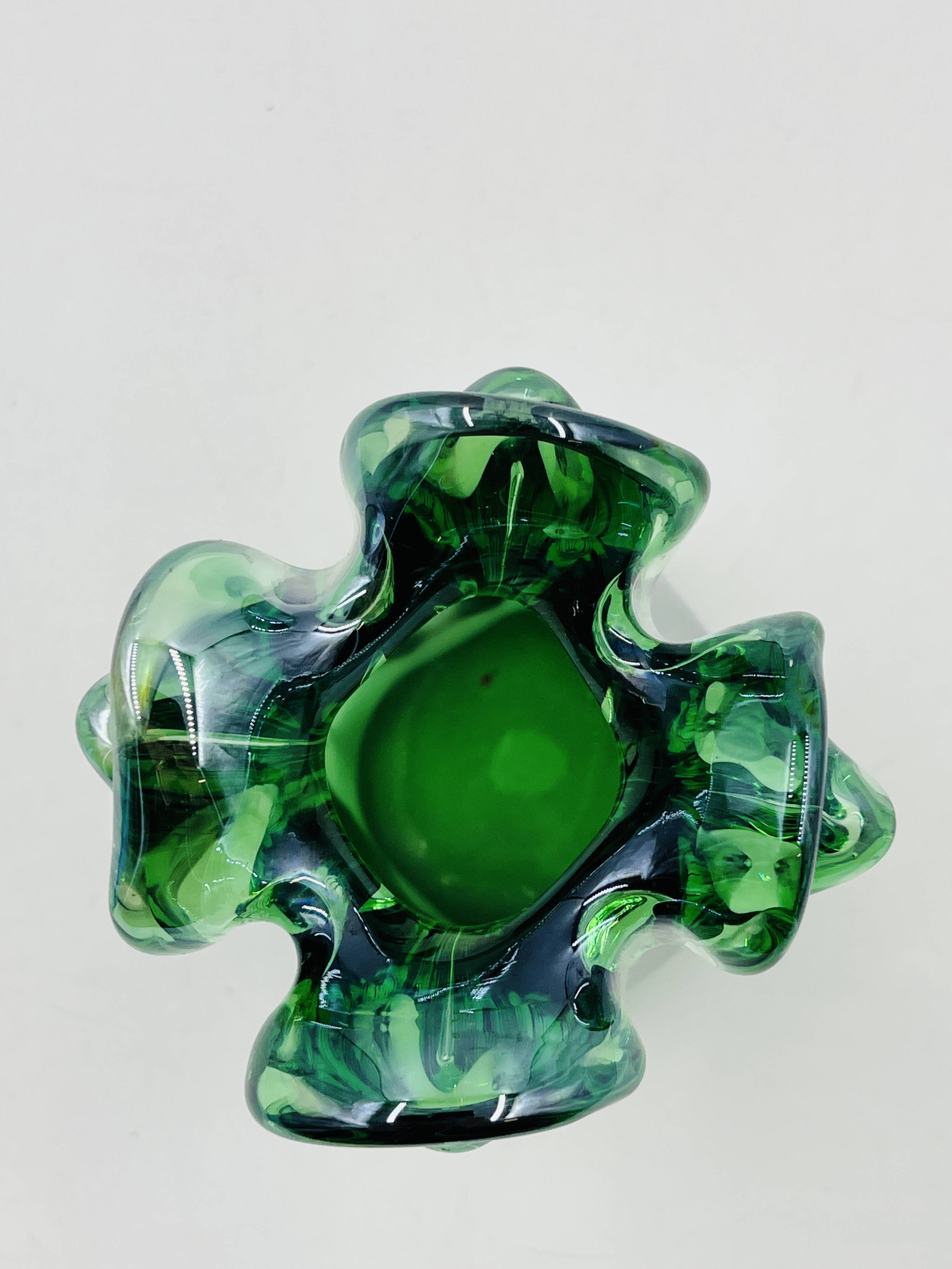 Sculptural blown glass vase from Bohemia attributed to Jan Beránek.