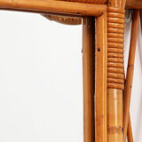 French Bamboo wall coat rack with large mirror, 1960