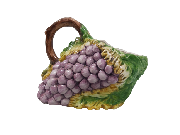 Pichet raisins en faïence peint main