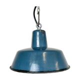 Suspension industrielle en émail bleu, années 1960
