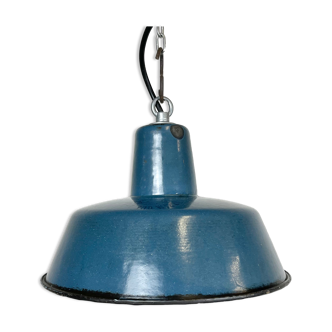 Industrial blue enamel pendant lamp, 1960s