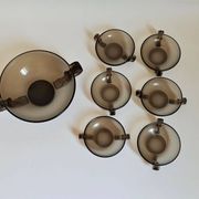 Dessert service dish + 6 cups 50s