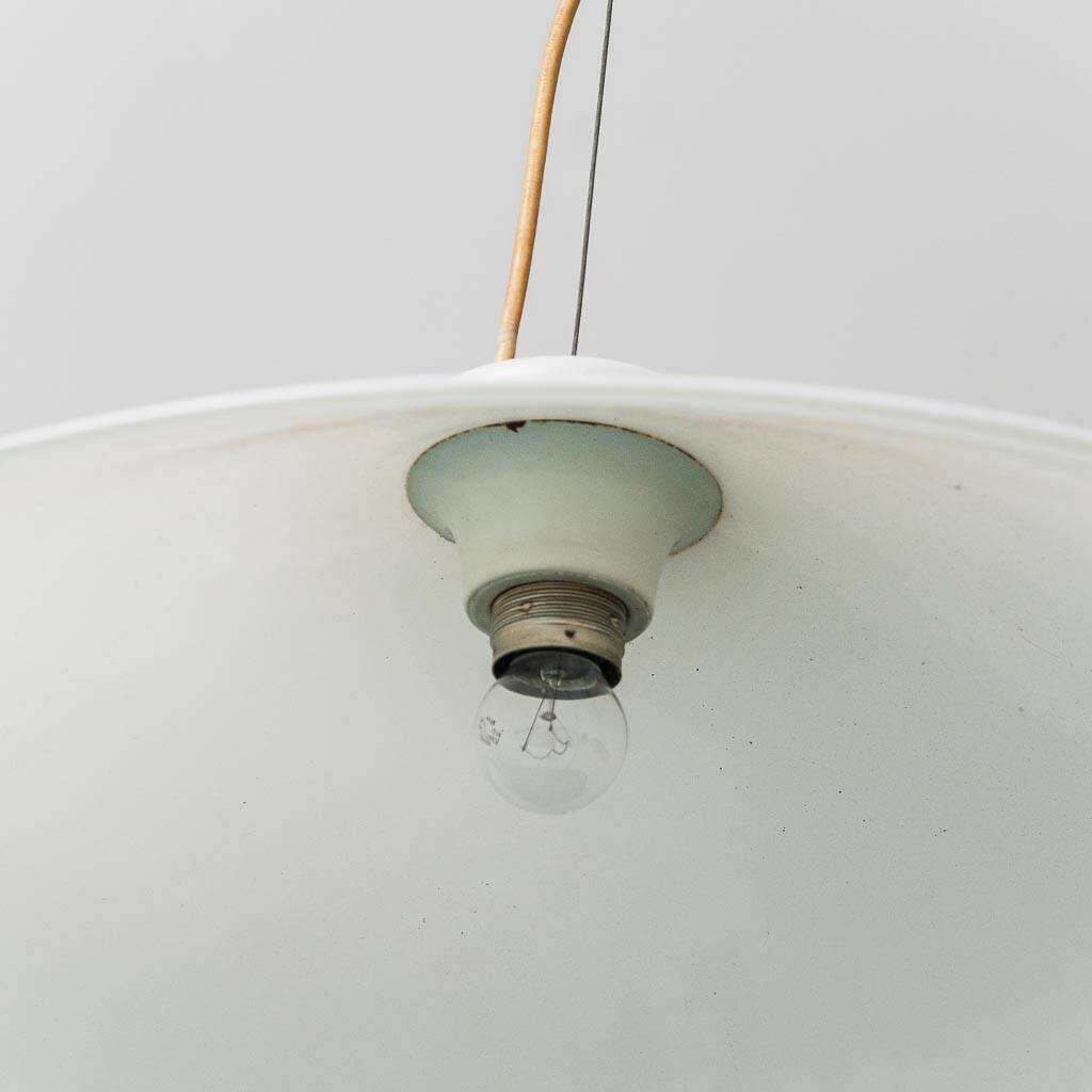 White glass pendant lamp 1970s vintage modernism