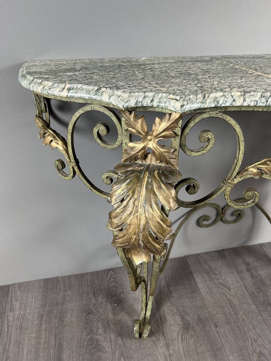 Wall console in wrought iron, 20th century