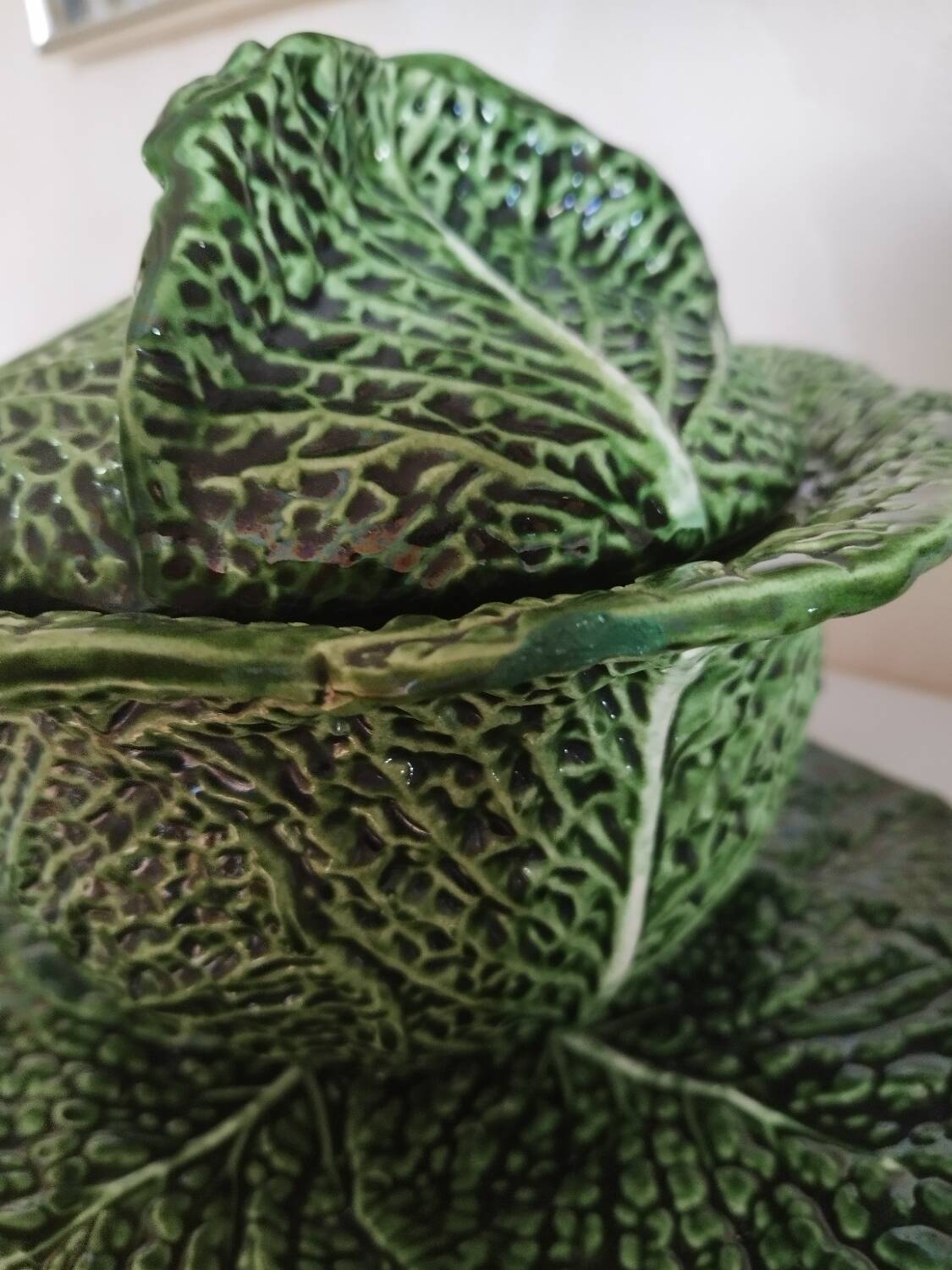 Green Cabbage Barbotine Soup Tureen