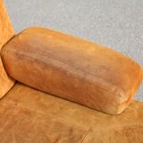 Canapé orange cuir suédé et acier. Circa 1970