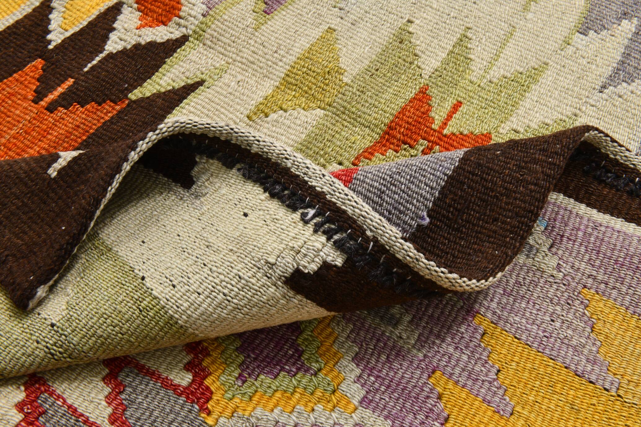 6x10 Tapis Kilim Turc Laine Fait Main, Style Bohème, Motifs Géométriques,