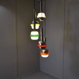 Suspended lamps in white and coloured plastic by Stilnovo, 1960s, set of 5.
