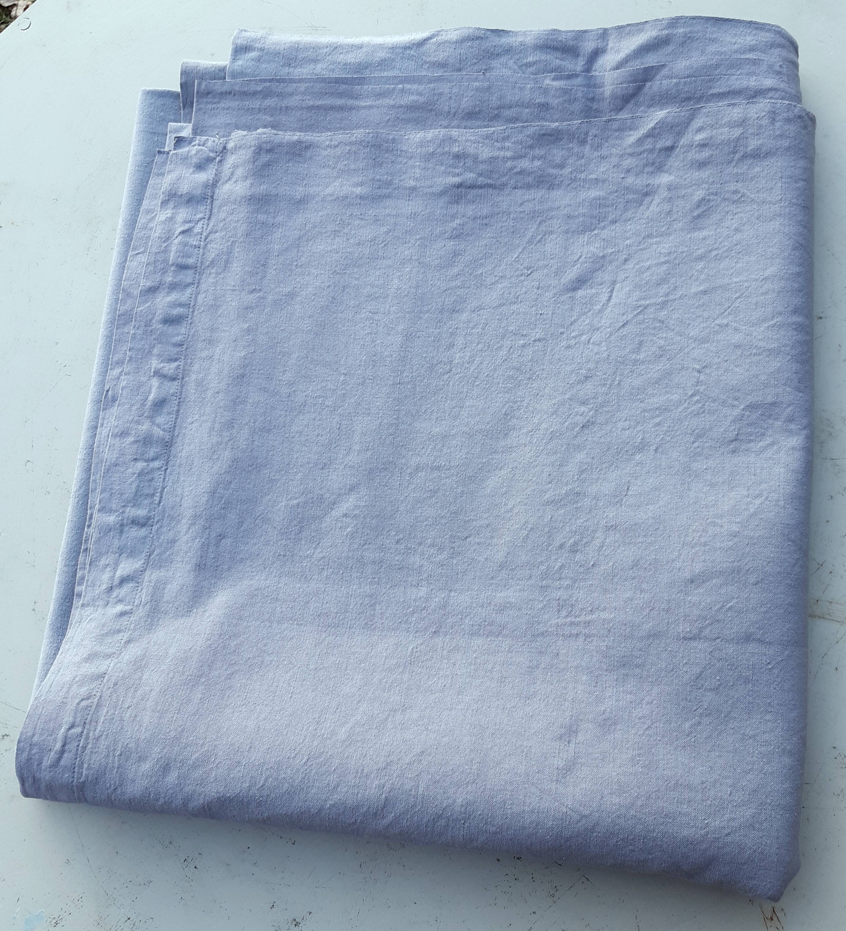 Blue tablecloth in linen / cotton 1m70 x 3m25