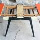Vintage table with extension cords and orange-red formica drawers feet compass - 1960