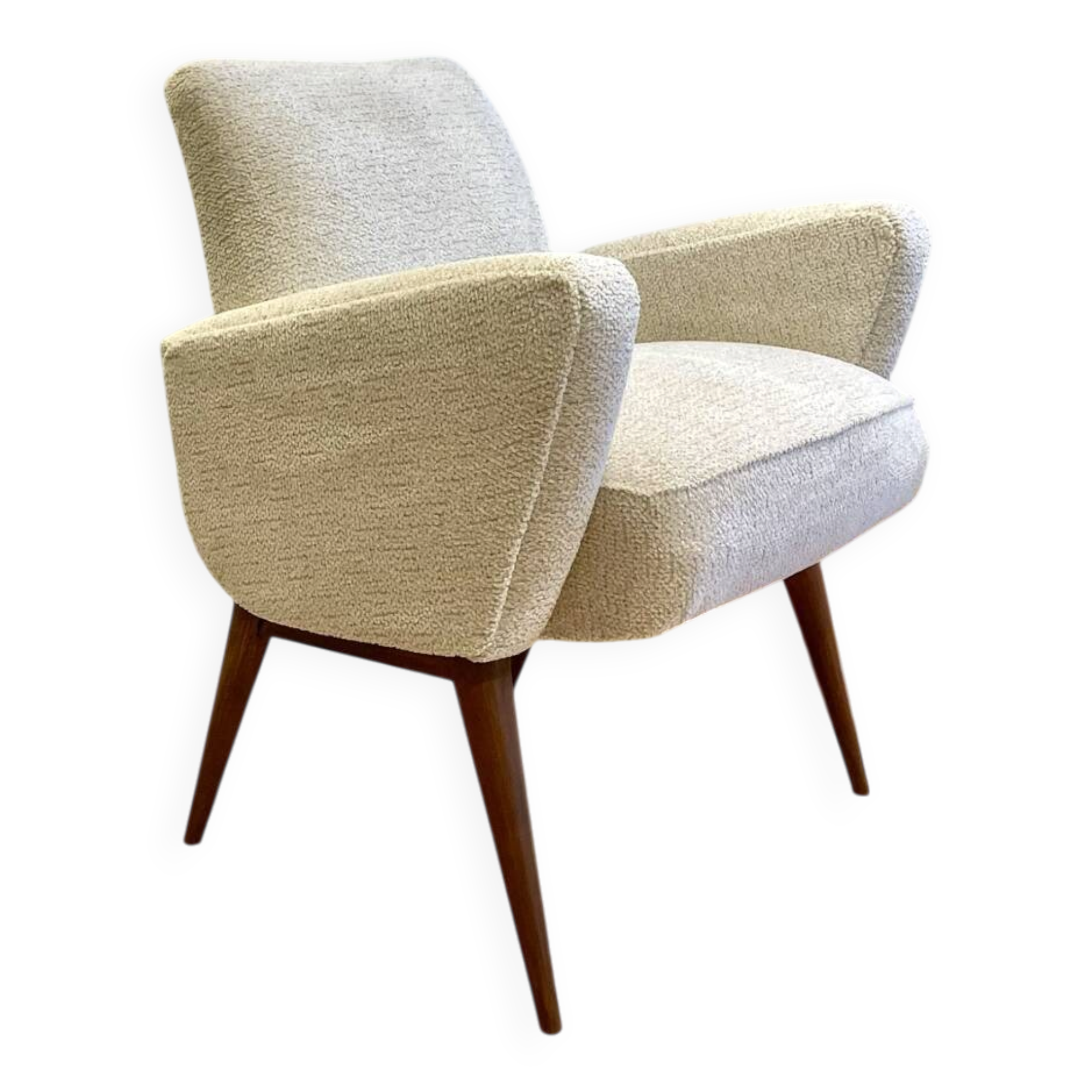 Vintage armchair – Ecru fabric – 1970s