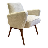 Vintage armchair – Ecru fabric – 1970s