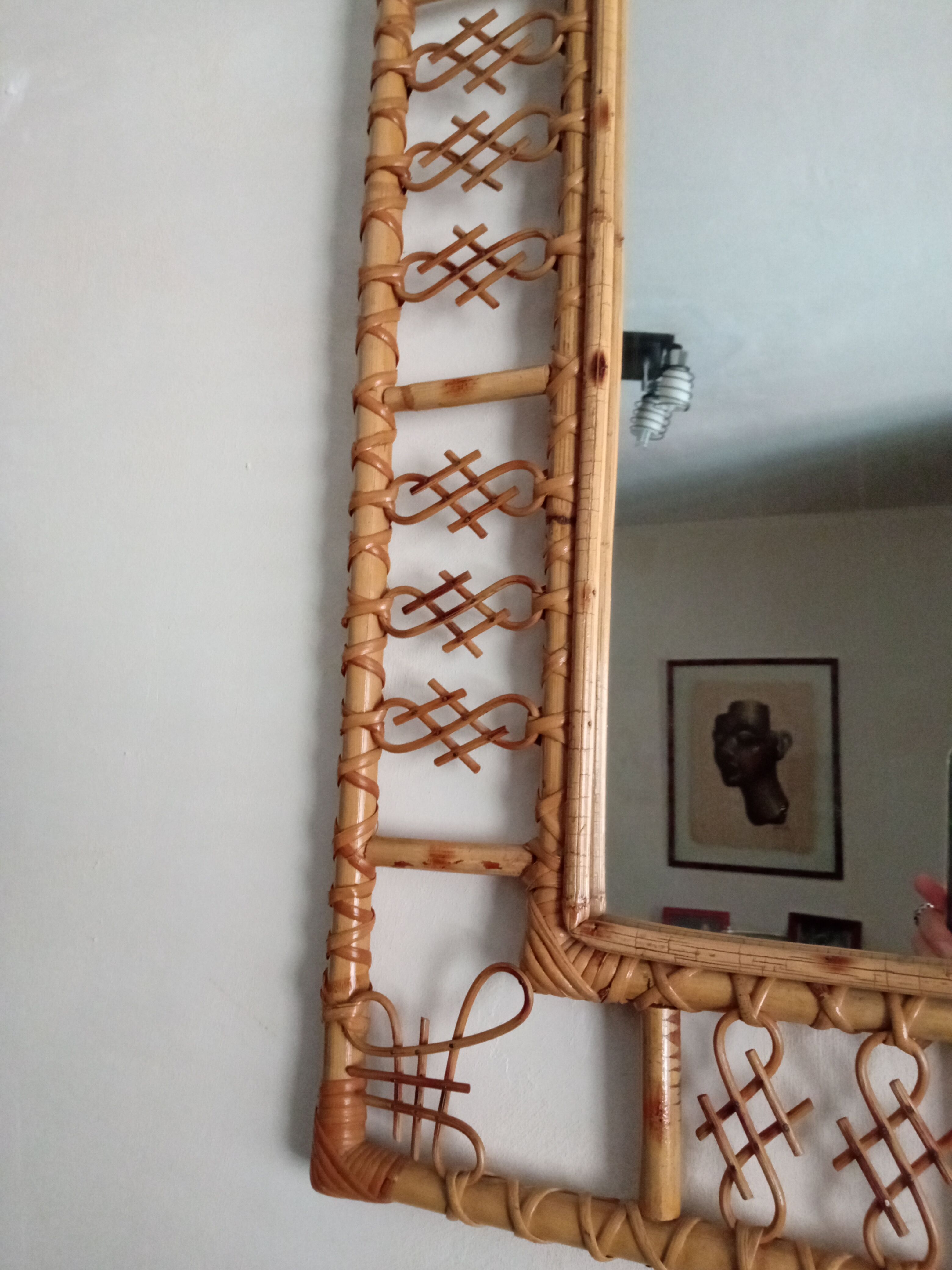 Miroir en bambou vintage