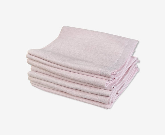 Set of 9 pink cotton napkins