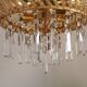 Vintage Gold Metal 5-Light Chandelier – Crystal Beads & Glass Prisms