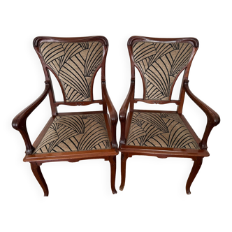 Pair of Art Nouveau style armchairs 1900