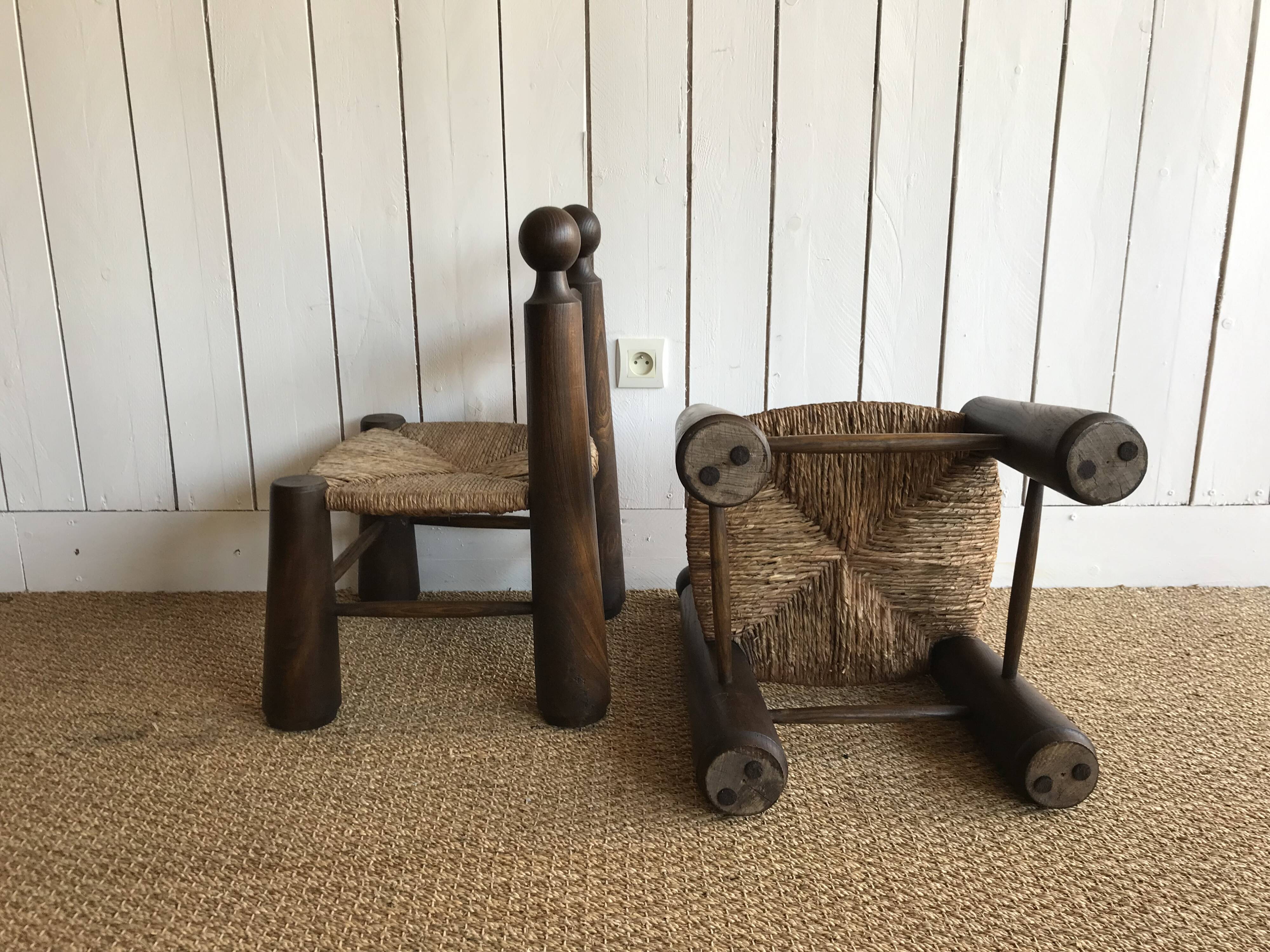 Pair of children's chairs or armchairs by Charles Dudouyt.