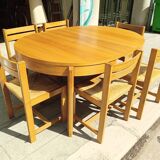 Table et six chaises en orme. Vintage