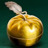 Apple lidded vanity box in brass, Italy, 1970s