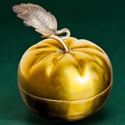 Boîte de vanité en laiton en forme de pomme, Italie, années 1970