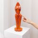Orange Ceramic Statue by Hugo von Ott, 42cm, Mid-Century Modern Design, Handcrafted Studio Ceramic Sculpture