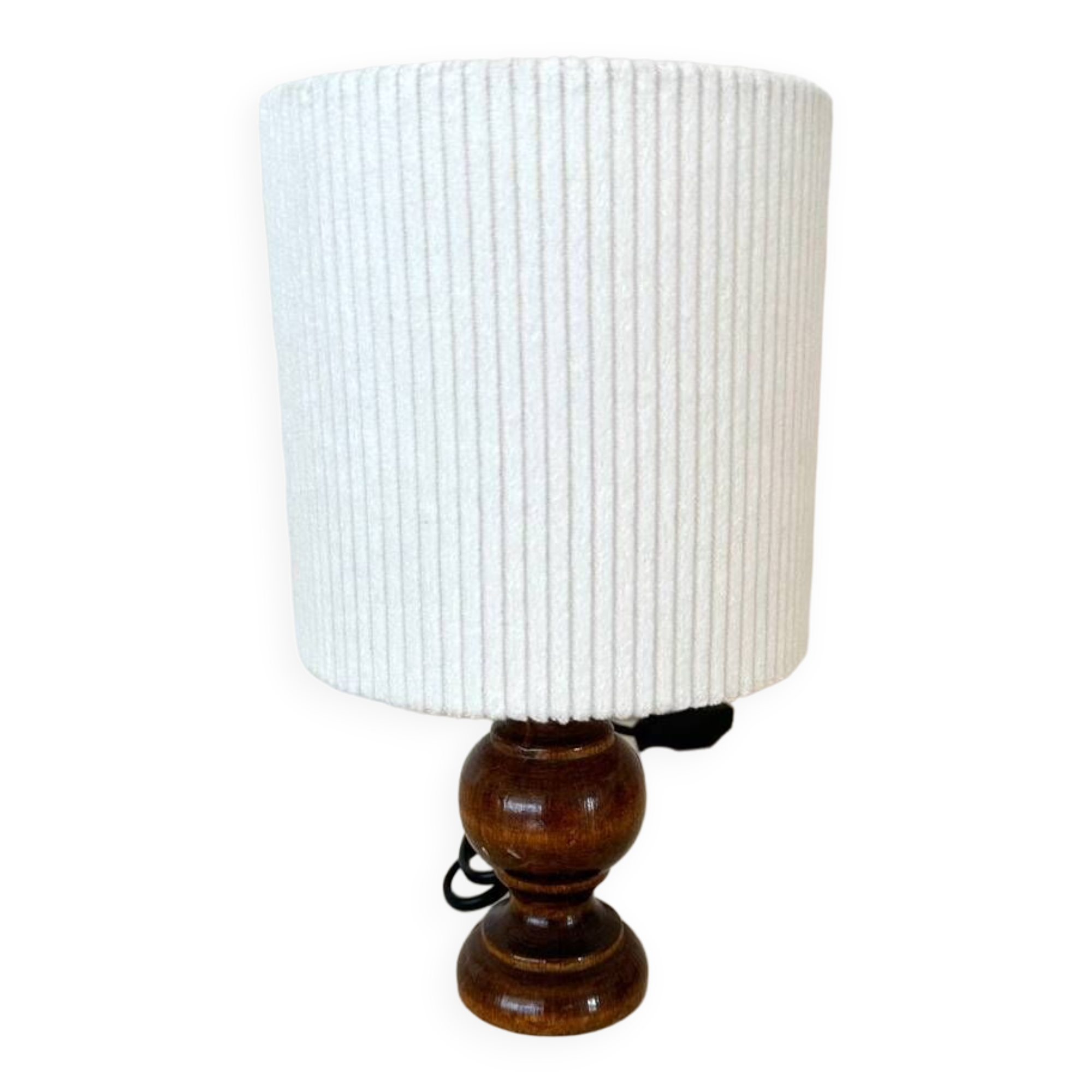 Wooden and velvet lamp