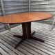 Oval teak table extendable with two leaves, Baumann style.