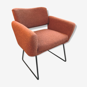 Fauteuil 1970 tissus rouille