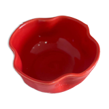Handmade enameled ceramic bowl with red poppy clover flower