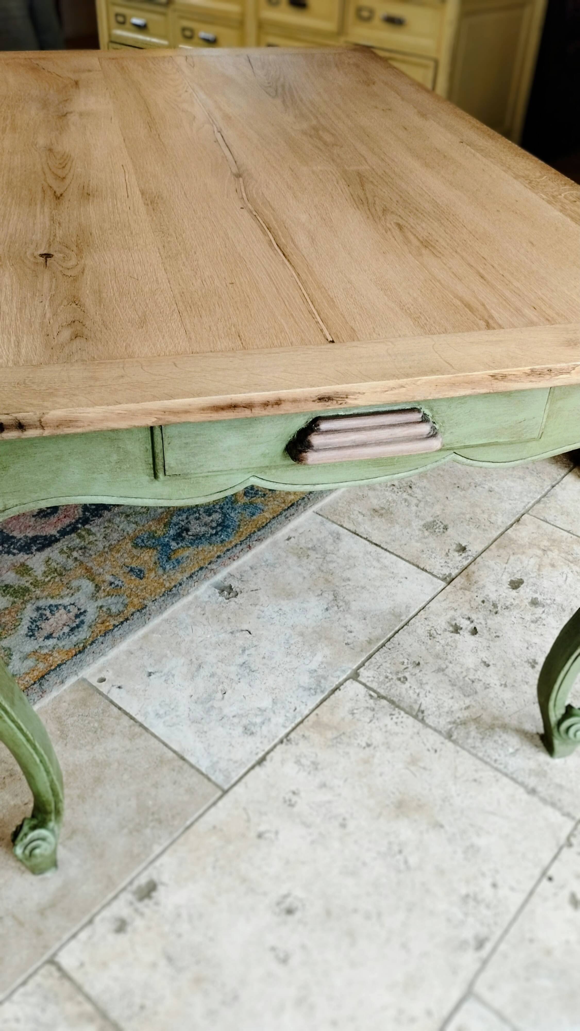 Olive green patinated table