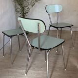 Almond green Formica chairs and stool