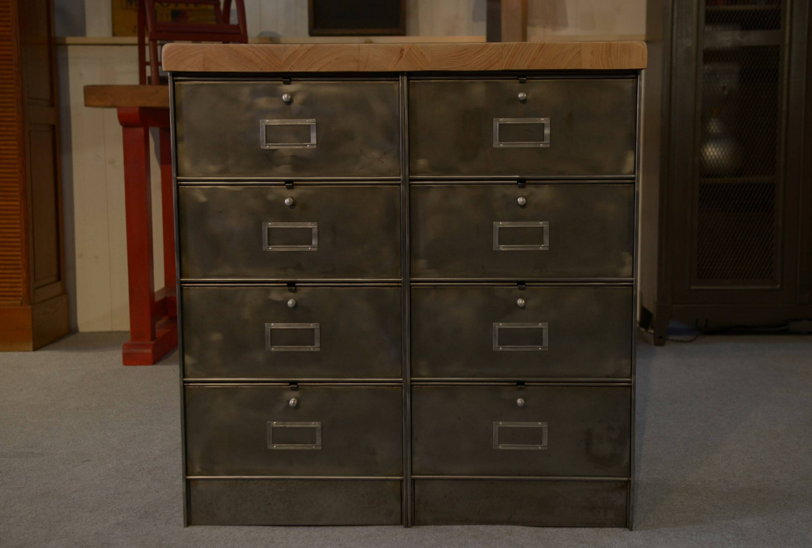 Ronéo 2-column, 8-flap cabinet, French work, circa 1950